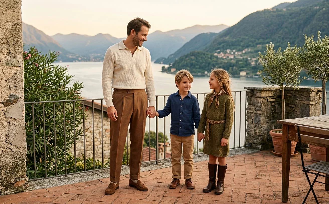 A man in Italian smart casual at an evening terrace